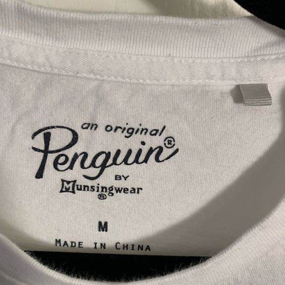 Original Penguin EUC “wake cup” white cotton T shirt Size Medium - Picture 3 of 4